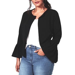 boohoo Black Lightweight Blazer with Bell Sleeves